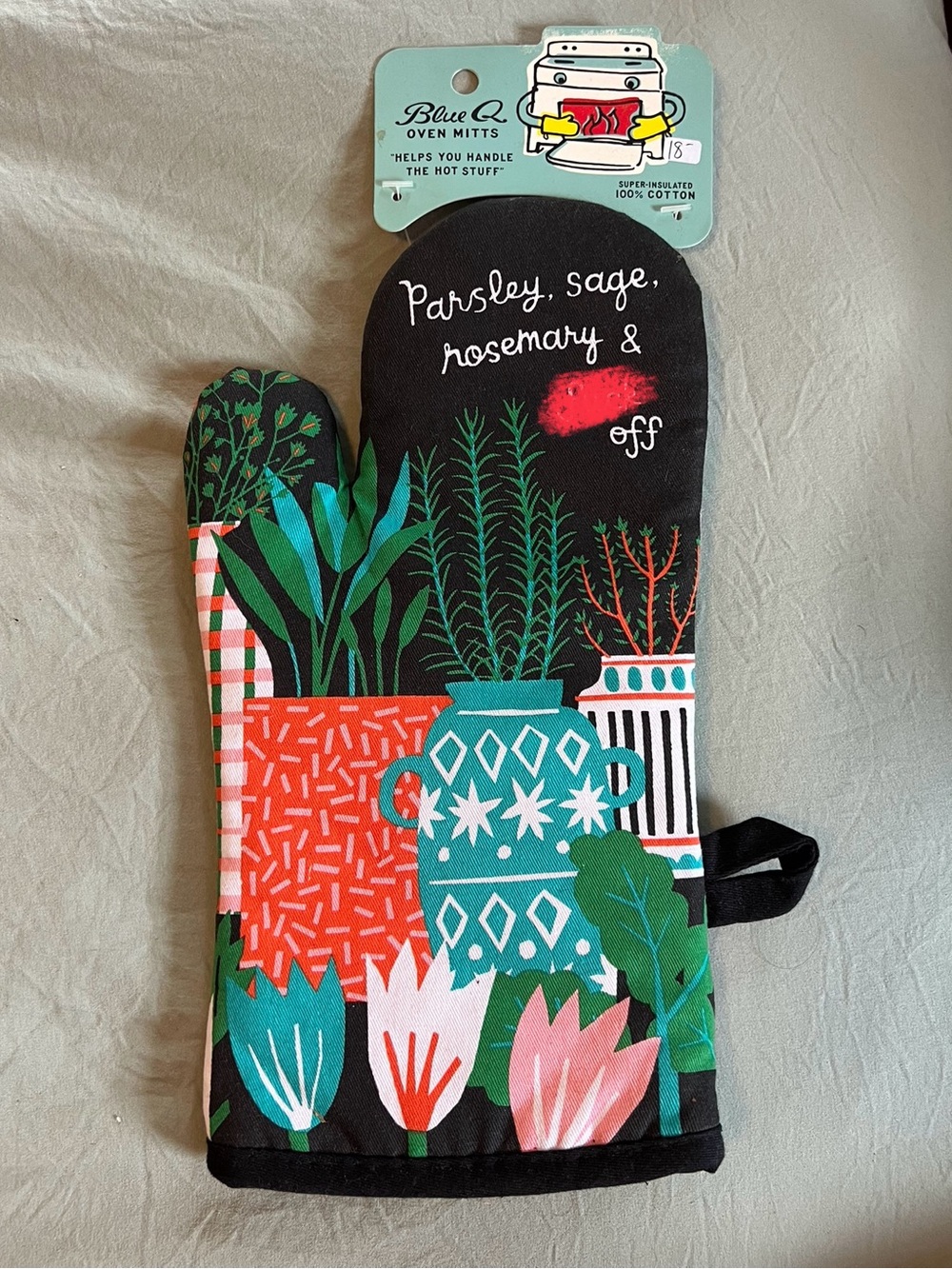 NWT Blue Q Parsley, Sage, Rosemary, & F* Off Oven Mitt